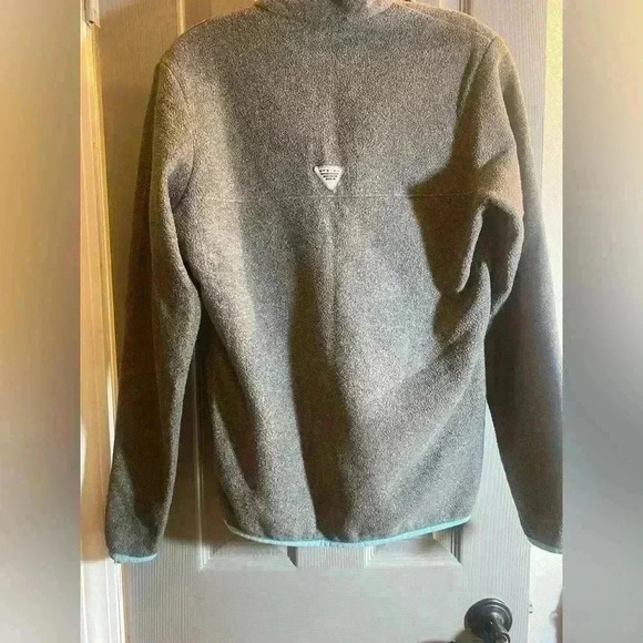 Women’s Columbia PFG Fleece pullover gray & mint green size small - Picture 2 of 5
